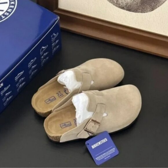 Birkenstock Boston taupe suede mule clogs - Picture 4 of 5
